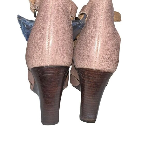 Franco Sarto Faryn Dress Sandal Size 10 Wedge Beige Taupe Leather Gladiator Shoe - Picture 4 of 10